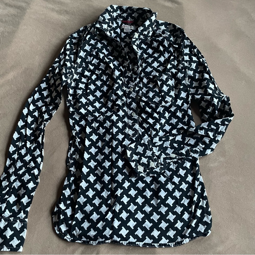 Merona Popover Blouse - Black and White, Size XS